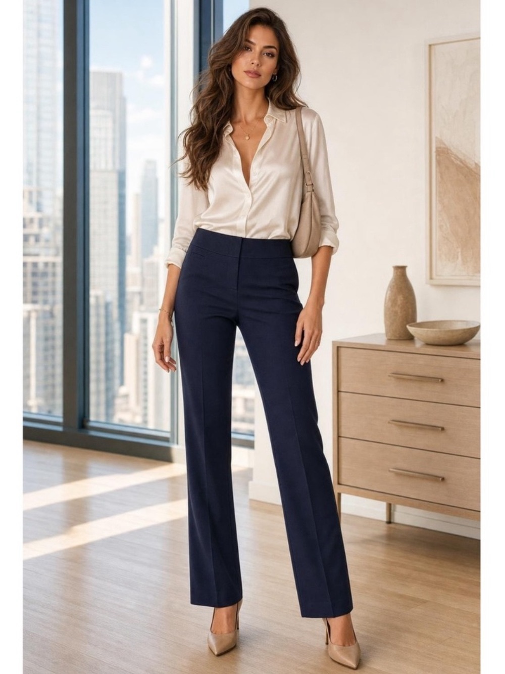 LOFT Julie Trouser Pant Dress Pants Navy Blue Size 6T 6 Tall